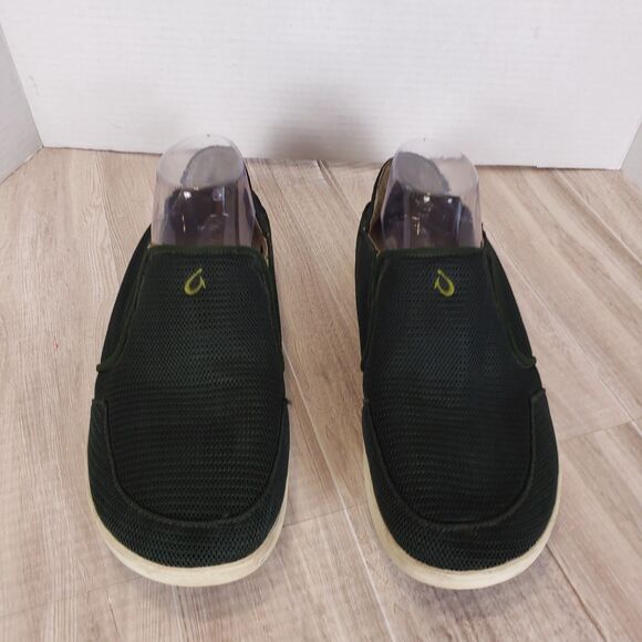 OluKai Nohea Mesh Slip On Boat Shoes in Brown Green Men’s Size 9 main image 2
